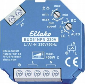 Eltako universal dimmer switch 230V, Power MOSFET up to 400W, ESL up to 400W and LED up to 400W, 1 piece, E 1