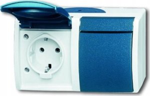 Busch-Jaeger 20/2 EW-53 Ocean IP44 AP Schuko socket 2-way horizontal 1