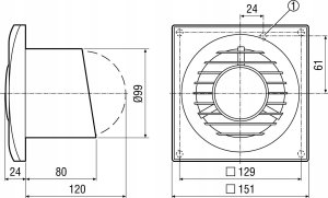 Maico small room fan humid 8W, 80cbm/h, according to ECA piano H 2