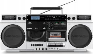 MEDION LIFE(r) P66538 Retro Boombox, DAB+/PLL-FM Radio, Bluetooth(r) 5.1 for playing 1