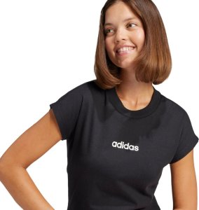Adidas adidas Women's Essentials LINEAR Cotton T-Shirt, Black/White, XL 5