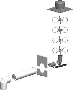 ATEC plastic SV shaft set with connecting line DN 80/125, 500 mm pipe, 360 x 360 mm outlet and 4 spacers 1