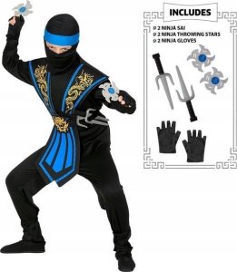WIDMANN children's costume Kombat Ninja with weapon set black/blue size 140 / 8-10 years 1