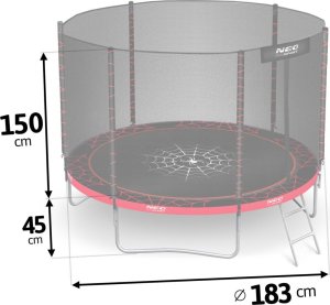 Trampolina ogrodowa Neo-Sport Trampolina ogrodowa 6ft/183cm z siatką zewnętrzną i drabinką 5
