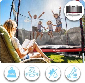 Trampolina ogrodowa Neo-Sport Trampolina ogrodowa 12ft/374cm z siatką zewnętrzną i drabinką 4