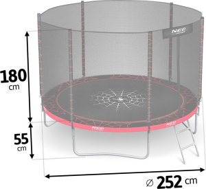 Trampolina ogrodowa Neo-Sport Trampolina ogrodowa 8ft/252cm z siatką zewnętrzną i drabinką 3