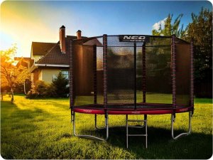 Trampolina ogrodowa Neo-Sport Trampolina ogrodowa 8ft/252cm z siatką zewnętrzną i drabinką 4