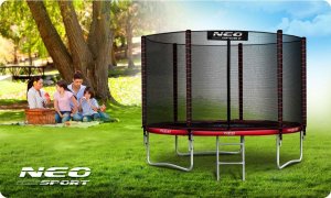 Trampolina ogrodowa Neo-Sport Trampolina ogrodowa 8ft/252cm z siatką zewnętrzną i drabinką 7