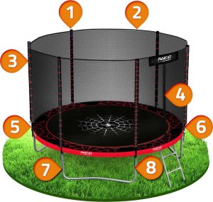 Trampolina ogrodowa Neo-Sport Trampolina ogrodowa 8ft/252cm z siatką zewnętrzną i drabinką 9