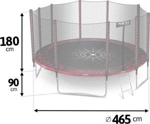 Neo-Sport Trampolina ogrodowa 15ft/465cm z siatką zewnętrzną i drabinką 3