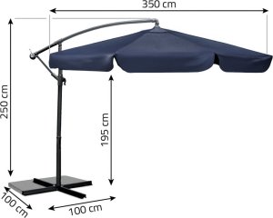 Plonos Parasol ogrodowy składany 6 segmentowy 350 cm z pokrowcem PL-880 4