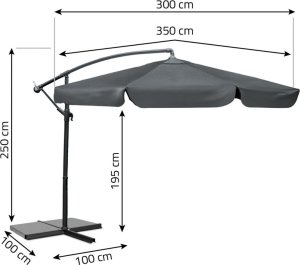Plonos Parasol ogrodowy składany 8 segmentowy 350 cm z pokrowcem PL-881 4