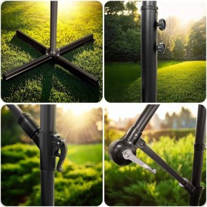 Plonos Parasol ogrodowy składany 6 segmentowy 350 cm z pokrowcem PL-880 8