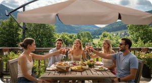 Plonos Parasol ogrodowy składany 6 segmentowy 350 cm z pokrowcem PL-880 9