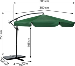 Plonos Parasol ogrodowy składany 6 segmentowy 350 cm z pokrowcem PL-880 4