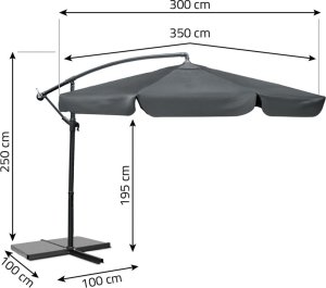 Plonos Parasol ogrodowy składany 6 segmentowy 350 cm z pokrowcem PL-880 4