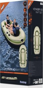 Bestway Dmuchany 3osob Ponton + wiosła 294 x 137cm Voyager X3 Raft 65164 15