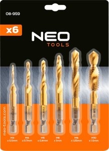 Zestaw wierteł gwintujących HSS TiN, M3 - M10, Hex, 6 szt. 9
