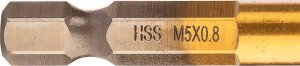 Wiertło gwintujące HSS TiN, M5x0,8 mm, Hex 4