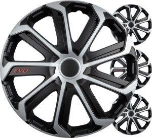 Kołpaki samochodowe 4szt. komplet evo czarno srebrne 14" cali color box 1