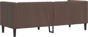 vidaXL Sofa Chesterfield, 3-os., brązowa, tapicerowana sztuczną skórą 6