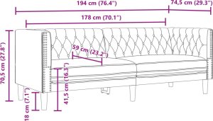 vidaXL Sofa Chesterfield, 3-os., brązowa, tapicerowana sztuczną skórą 9
