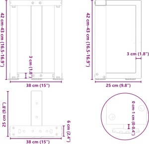 vidaXL Nogi do stolika kawowego, 2 szt., 38x25x(42-43) cm, stal 10