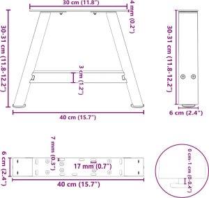 vidaXL Nogi do stolika kawowego, 2 szt., 40x(30-31) cm, stal 10