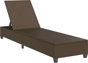 vidaXL Leżak z poduszkami Brązowy 55x200x25,5cm Polirattan 4