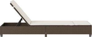 vidaXL Leżak z poduszkami Brązowy 55x200x25,5cm Polirattan 7