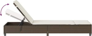 vidaXL Leżak z poduszkami Brązowy 55x200x25,5cm Polirattan 9