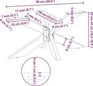 vidaXL Noga stolika kawowego, stal, 98x58x(42-43) cm, stal 9