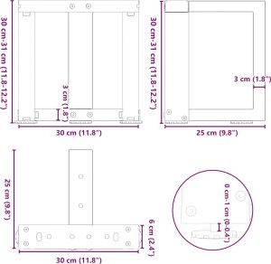 Nogi do stolika kawowego, 2 szt., 30x25x(30-31) cm, stal 10