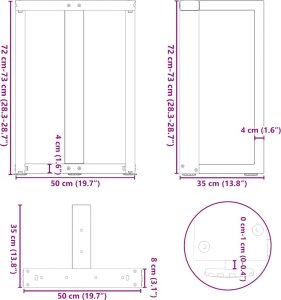 Nogi do stołu jadalnianego, 2 szt., 50x35x(72-73) cm, stal 10