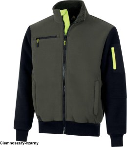 PORTO - GRUBA KURTKA POLAROWA PŁÓTNO OXFORD 100% POLIESTER Z RECYKLINGU MEMBRANA TPU 2 WARSTWY LAMINOWANE 5 KIESZENI - Ciemnoszary-czarny XL 3