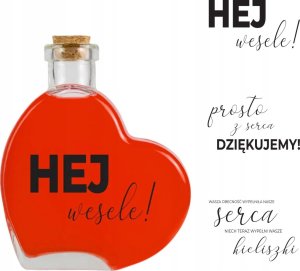 Butelka Na Wesele SERCE 250ml Szklane Butelki Z Nadrukiem Prezent Dla Gości 1