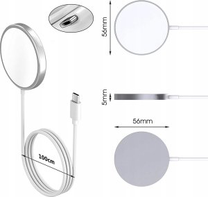 QIKtech szybka ładowarka bezprzewodowa indukcyjna Magsafe do IPHONE USB-C 1m (biała) 4
