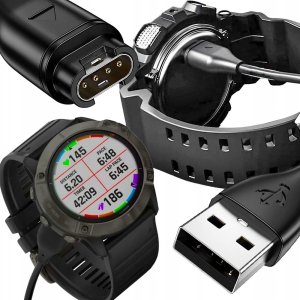 QIKtech ŁADOWARKA KABEL USB DO GARMIN FENIX 5 5X 6 6S 6X 7 7X VIVOACTIVE 3 4 4S 5 1m (czarny) 5