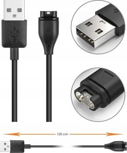 QIKtech ŁADOWARKA KABEL USB DO GARMIN FENIX 5 5X 6 6S 6X 7 7X VIVOACTIVE 3 4 4S 5 1m (czarny) 7