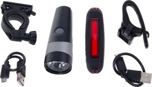 Zestaw lamp  Verso przód XC-222A USB 6 WAT LED ,500 Lm tylna XC-181R USB /COB LED/ 25 Lm Uniwersalny 2