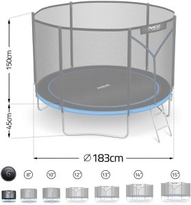 NeoSport Trampolina ogrodowa 6ft/183cm z siatką zewnętrzną i drabinką 11