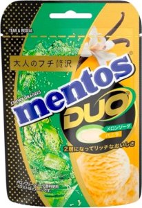 Cukierki, draże Duo Melon Soda & Vanilla Ice Crem smak lodów i melona 45g - Mentos 1