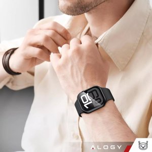 Obudowa ochronna z szkłem Alogy Protector Case 2w1 nakładka etui do Apple Watch 10 42mm Czarna 6