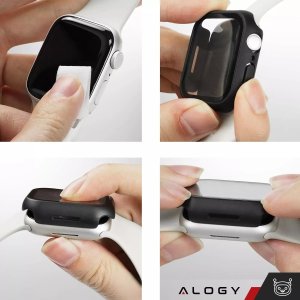 Obudowa ochronna z szkłem Alogy Protector Case 2w1 nakładka etui do Apple Watch 10 42mm Czarna 7