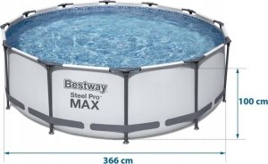 Basen stelażowy 366x100 Steel Pro Max z konstrukcją Bestway 15511 sam basen 4