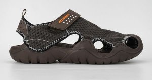 Sandały sportowe męskie z przewiewnej siateczki na rzepy brązowe 43 2