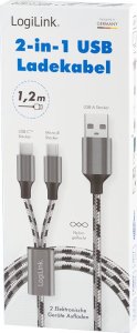 Kabel USB LogiLink USB-A - microUSB + USB-C 1.2 m Szary (CU0202) 8