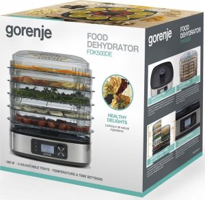 Gorenje | Food Dryer | FDK500DE | Power 380 W | Number of trays 5 | Temperature control | Integrated timer | Stainless steel 3