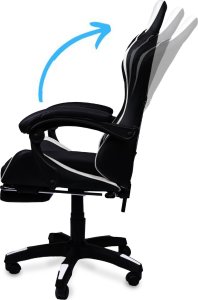 Fotel gamingowy krzesło obrotowe z podnóżkiem ekoskóra czarno-biały 2