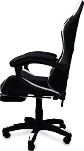 Fotel gamingowy krzesło obrotowe z podnóżkiem ekoskóra czarno-biały 3